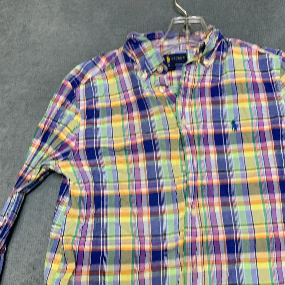 Ralph Lauren Shirt Boys M(10-12) Multicolor Plaid Embroidered Logo Button Down